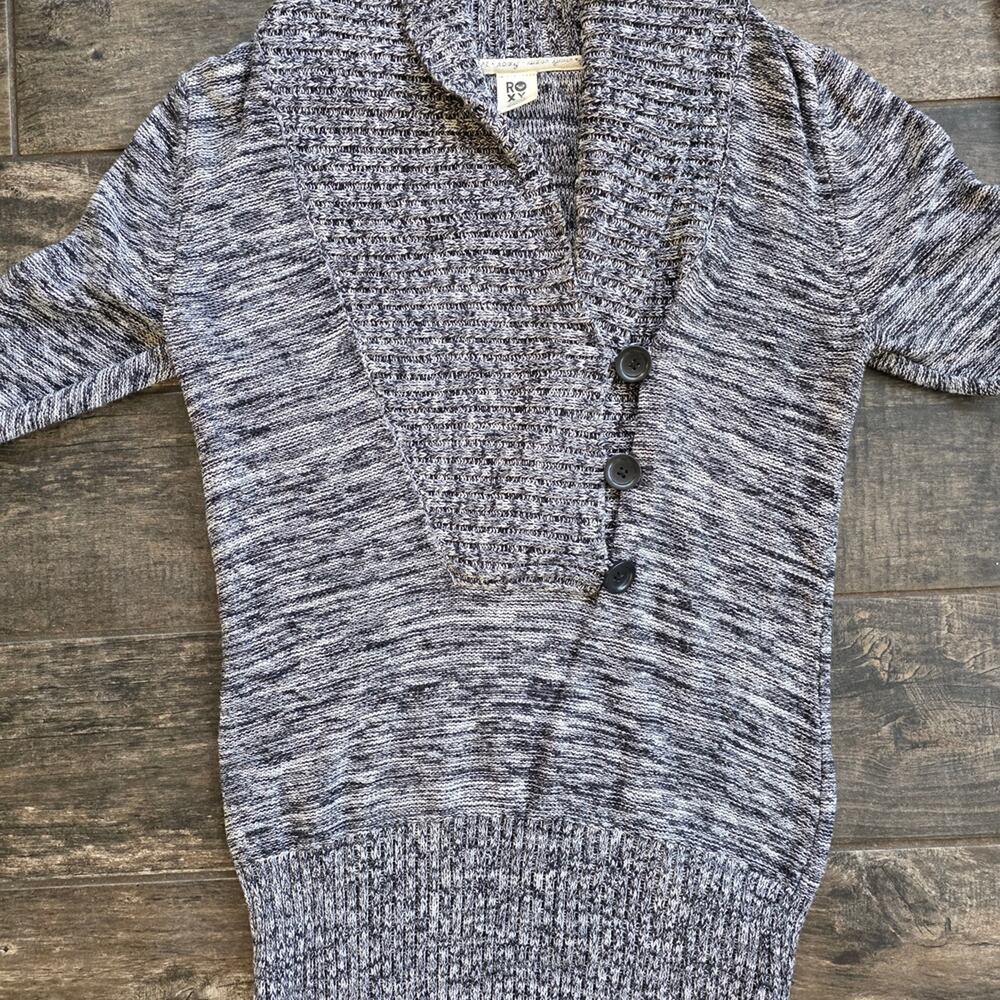 #614 Roxy Charcoal and Light Gray Cowl Neck Sweater
